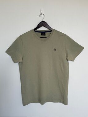 Paul Smith Olive Short Sleeve Crew Tee with Zebra Motif